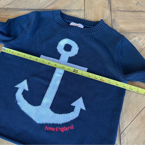 Pearls & Camo New England Anchor Sweater Nautical Crewneck Classic Cotton S Blue - Picture 5 of 7